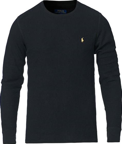 Polo Ralph Lauren Waffle Long Sleeve Crew Neck Knitted Sweater Black