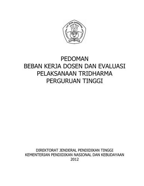 PDF PEDOMAN BEBAN KERJA DOSEN DAN EVALUASI Sebagaimana