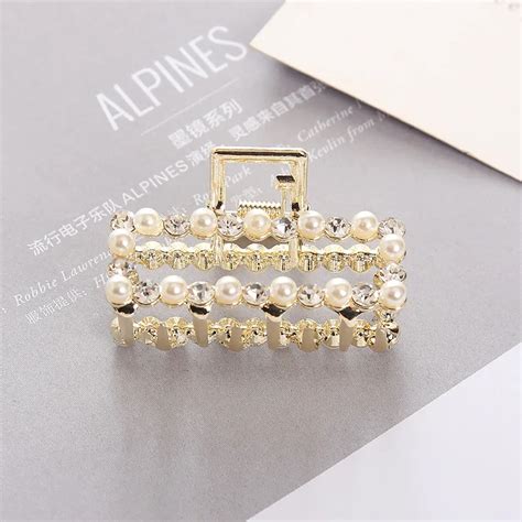 1pc Geometric Pearl Hair Clip Crab Claw For Women Girls Hollw Full