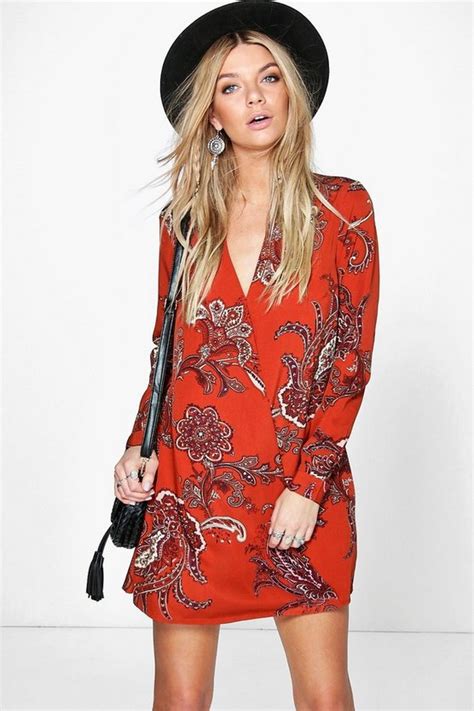 Lillian Paisley Wrap Shirt Dress Boohoo