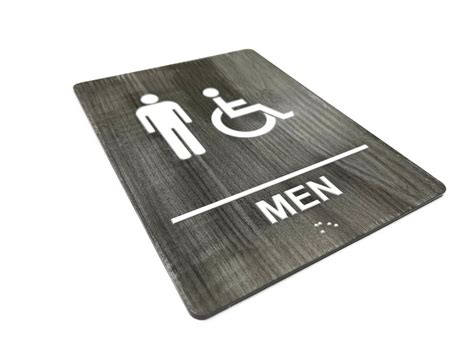 ADA Compliant Bathroom Sign With Braille Acrylic With Barn Wood Grain ...