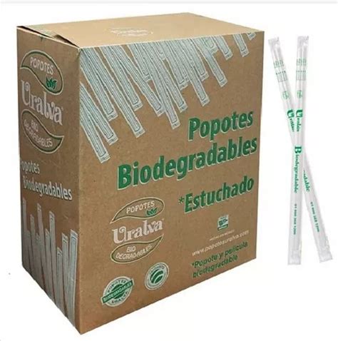 Popote Biodegradable Paquete Con 500 Piezas Estuchado Meses Sin