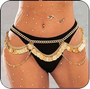 Amazon Unicra Gold Coin Waist Chain Layered Belly Chain Summer Beach Bikini Body Chain For