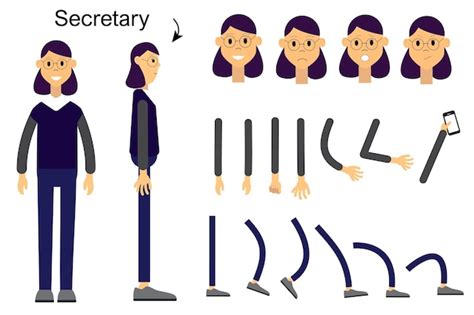 Premium Vector | The character is a secretary. character for animation ...