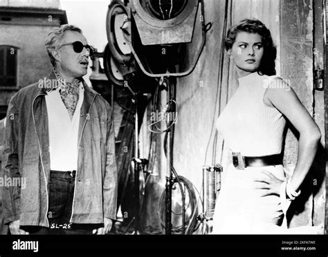 Vittorio De Sica And Sophia Loren On Set Location Candid During Filming