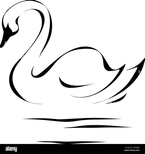 Cisne Ilustraci N De Arte De L Nea En Blanco Y Negro De Un Cisne