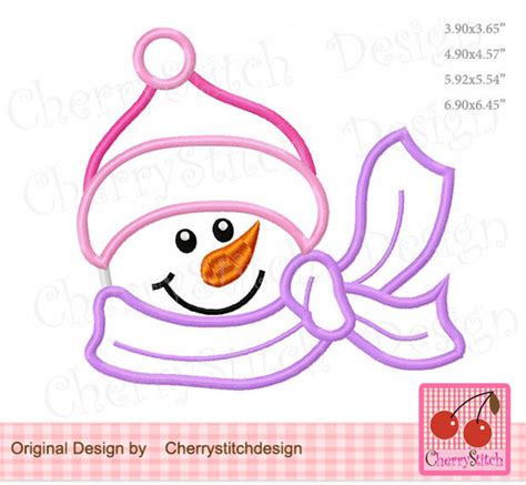 Snowman Face Machine Embroidery Applique Win19 Etsy