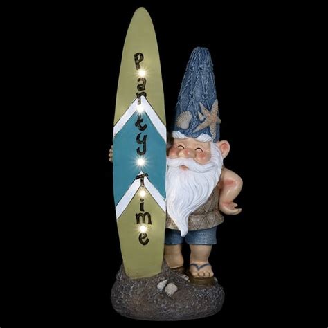 Exhart Solar Good Time Surfing Beach Bum Bob Gnome With A Party Time