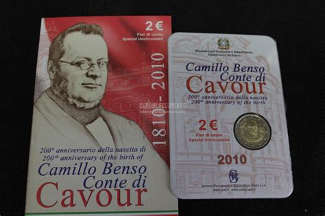 Italia 2010 Conte Di Cavour 2 Euro Commemorativo In Folder Originale