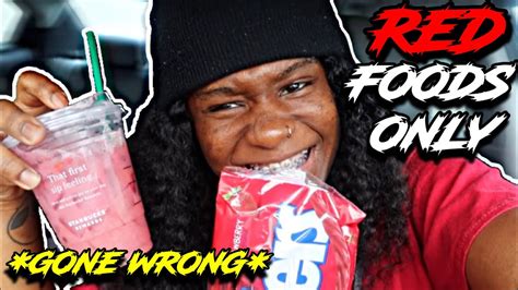 I Only Ate Red Foods For Hours Challenge Nigeexo Youtube