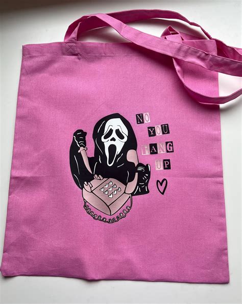 No You Hang Up Scream Ghostface Tote Bag Pink Etsy