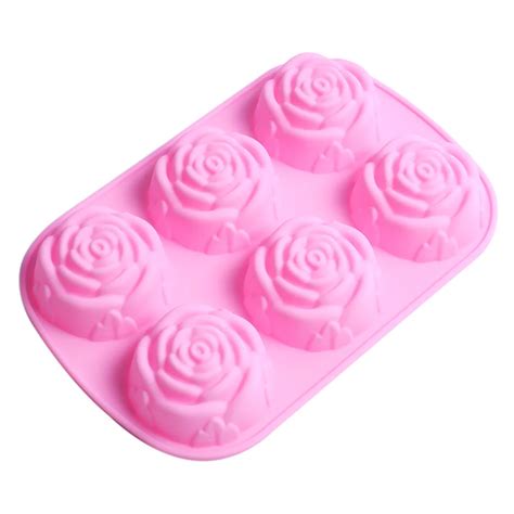 6 Rose Flower Silicone Cake Mold Ice Cream Chocolate Molds Soap