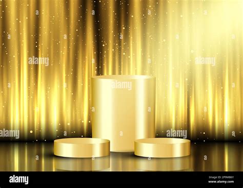 Golden Display Background With Empty Podiums Stock Vector Image And Art