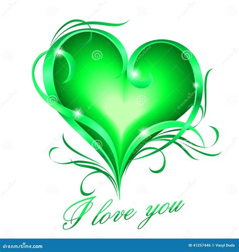 Coeur Vert Avec Je T Aime Le Texte Illustration Stock Illustration Du