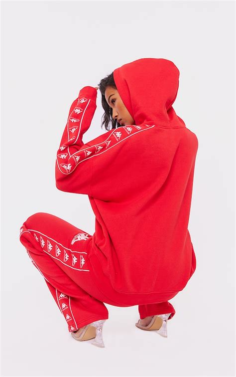 Kappa Red Printed Oversized Hoodie Co Ords Prettylittlething