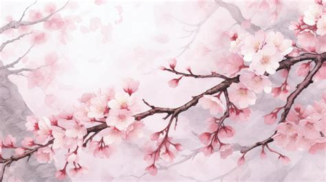 Premium Photo | A painting of a cherry blossom tree