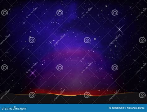 Purple Night Sky with Stars Background Stock Vector - Illustration of ...