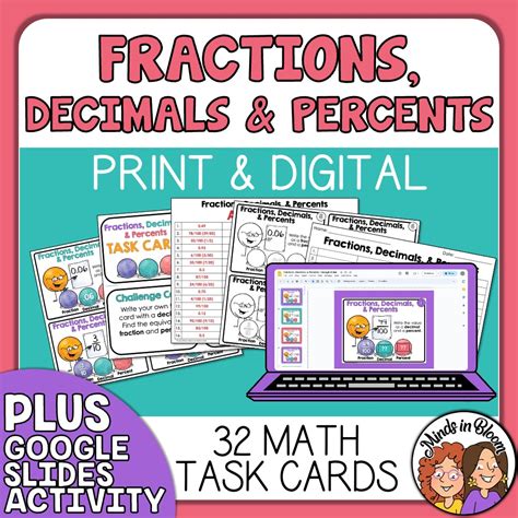 Fractions Decimals And Percentages Equivalence Task Cards Engaging