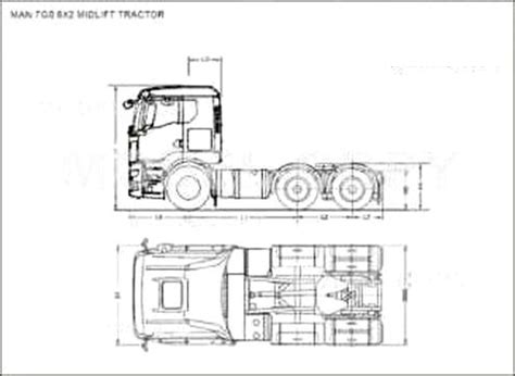 MAN TGS 6X2 MIDLIFT TRACTOR 2D Drawing Blueprints 64035 Model