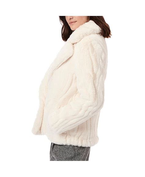 Bernardo Womens Grooved Faux Fur Jacket Macys