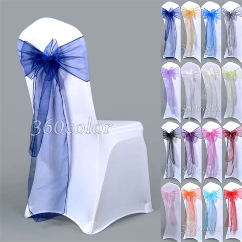 Pcs Sheer Organza Chair Sashes Bow Cover Band Bridal Shower Chair