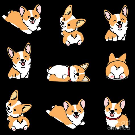 Kawaii Corgi Digital Art By Kristen Morey Pixels