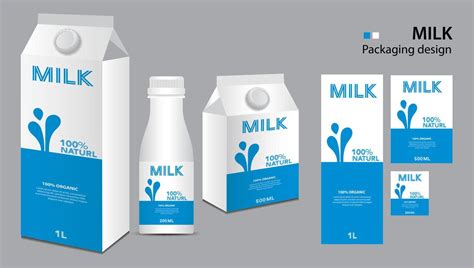 Milk Package Design Milk Label Design Milk Boxes Set And Bottle