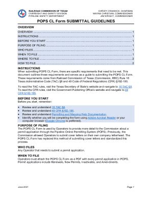 Fillable Online Rrc State Tx POPS CL Form SUBMITTAL GUIDELINES Fax