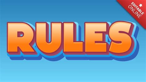 Rules D Videogioco Arancione Blu Generatore Di Effetti Di Testo