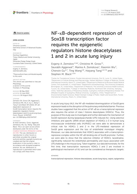 Pdf Nf B Dependent Repression Of Sox Transcription Factor Requires