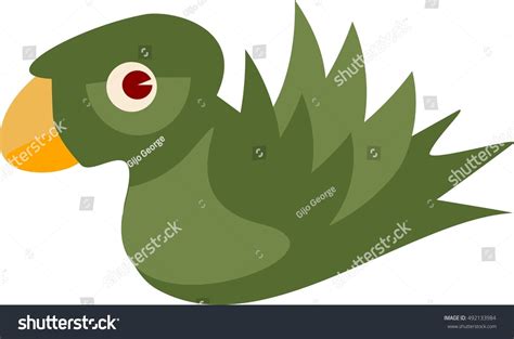 Cute Green Parrot Bird Flying Vector Stock Vector Royalty Free