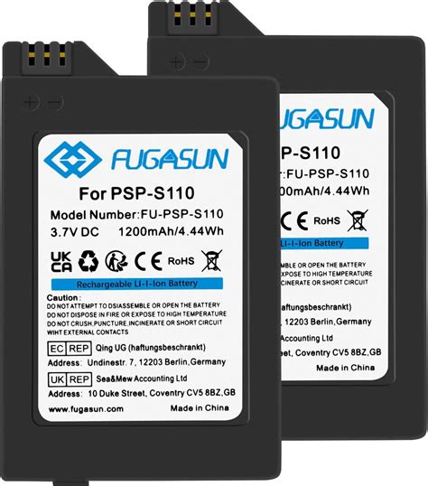 Amazon.com: 2 pcs 1200 mAH PSP-S110 Battery PSP S110 Battery for Sony ...