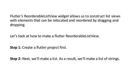 How To Use Reorderablelistview Widget In Flutter App Development Pptx