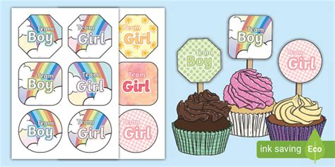 Gender Reveal Cupcake Toppers Professor Feito Twinkl