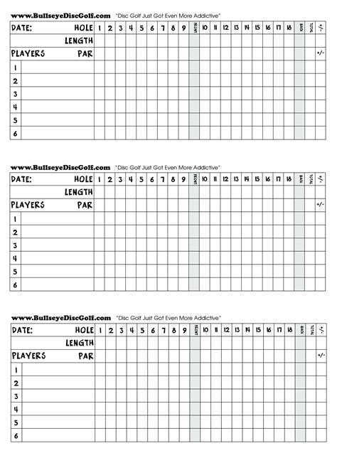 Free Golf Scorecard Template Scorecard Create Provide Formats For ...