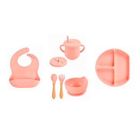 Ripley Set De Alimentacion Silicona Rosado Piezas