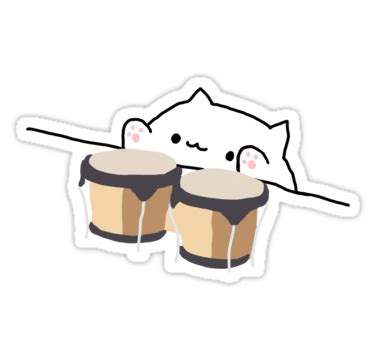 BONGO CAT WITH BONGOS FUNNY ANIME MEME CAT Stickers By PoserBoy