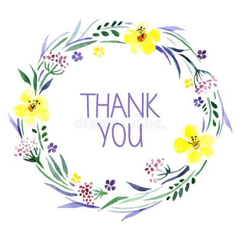 Thank You Card With Watercolor Floral Bouquet Vector Illustration