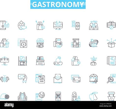 Gastronomy Linear Icons Set Cuisine Food Culinary Gourmet Savory