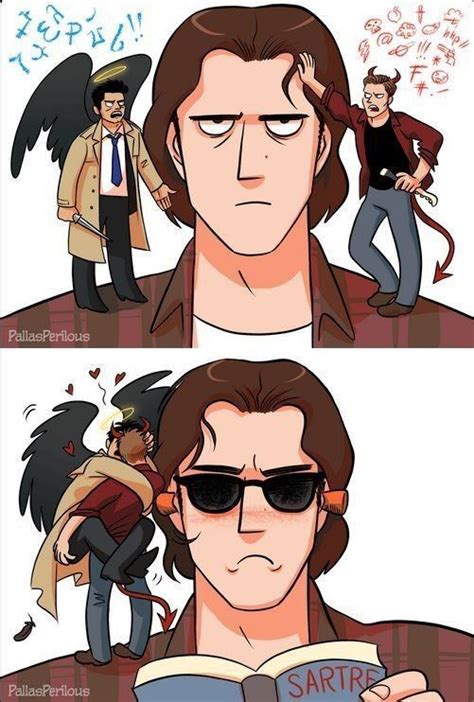 Two Comics Showing The Same Person With An Angel On His Shoulder And