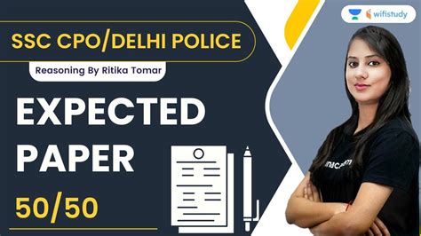 Expected Paper Reasoning SSC CPO Delhi Police Ritika Tomar