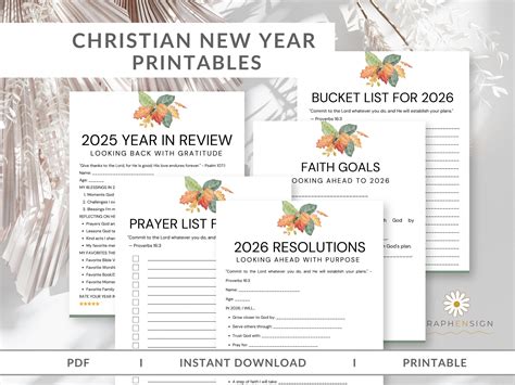Christian New Year Printables | Faith-based 2025 Year in Review | 2026
