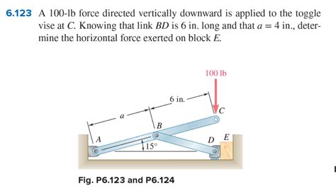 Solved 6 123 A 100 Lb Force Directed Vertically Downward Is Chegg