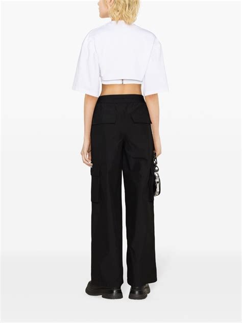 Alexander Wang Logo Waistband Cargo Pockets Trousers Black Farfetch