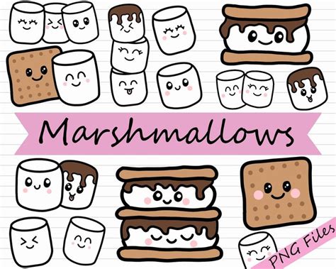 Marshmallow Clipart S Mores Clipart Smore PNG Etsy UK Cute