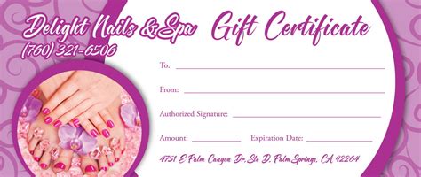 Nail Gift Certificate Template