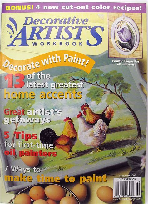 Decorative Artists Workbook Feb 2004 Magazine Back Issue Chickens