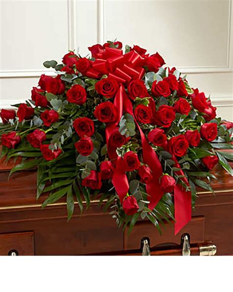 Red Rose Casket Spray – Veldkamps Funeral Flowers