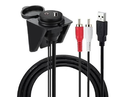 Montaje Empotrado Usb Rca Cable De Extensión Usb Y 2 Rca A Usb Y Hembra Aux De 35mm Empotrado