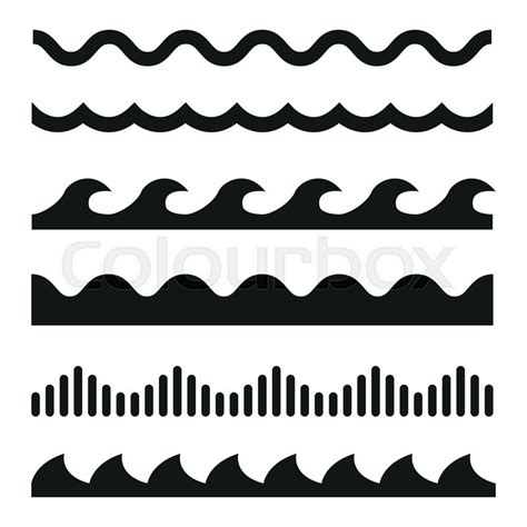 Vector black wave icons set on white ... | Stock Vector | Colourbox